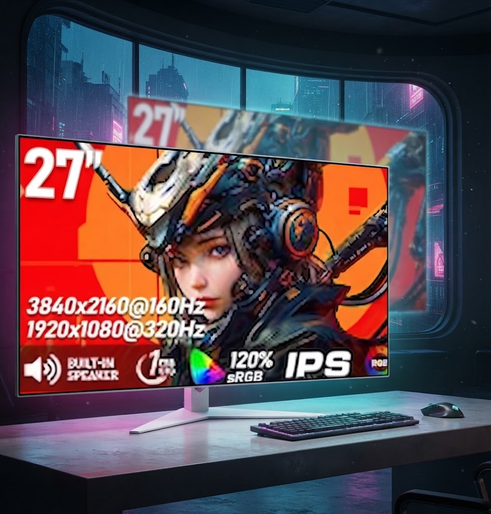 مراجعة شاملة لمونيتور الألعاب CRUA 27 بوصة 4K 160Hz/FHD 300Hz بسعر 1040 ريال سعودي – مقارنة مع أفضل البدائل