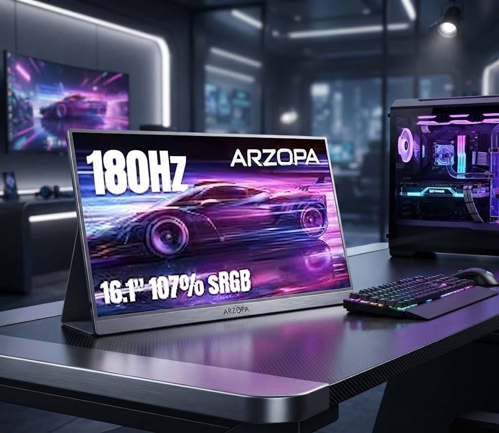 ARZOPA 16.1” 180Hz 2.5K Portable Gaming Monitor بسعر 607 ريال: مراجعة شاملة ومقارنة مع أفضل البدائل
